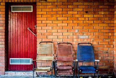 Brick wall with closed door