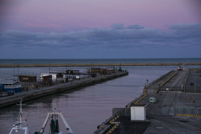 High angle view of pier over sea against sky