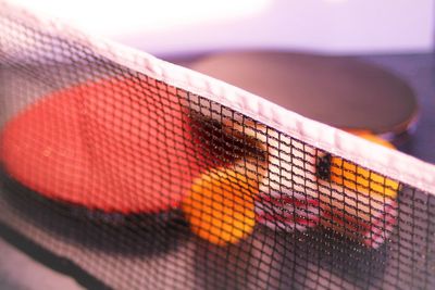 Close-up of sports equipment on table