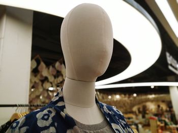 Close-up portrait of hat on display at store