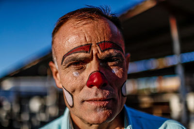 Close-up portrait of man wearing mask