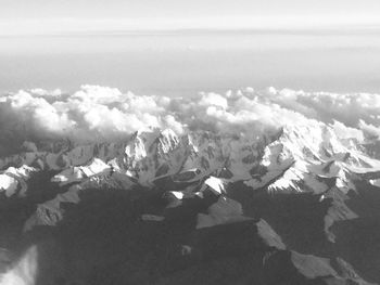 High angle view of land against sky