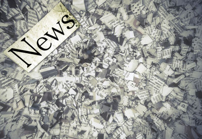 High angle view of text on paper