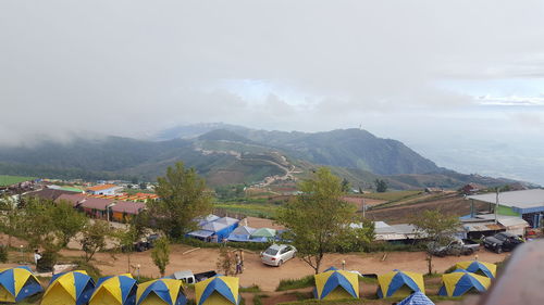 High angle view of townscape against sky