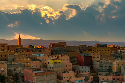 High angle view of buildings in city