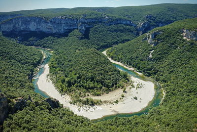 High angle view of trees on land