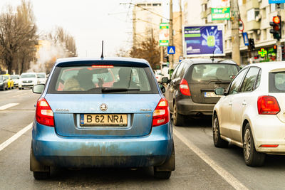 Traffic on road in city