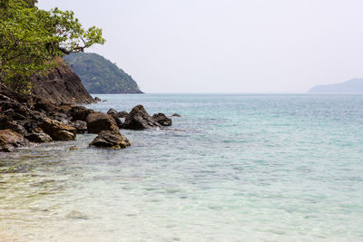 Scenic view of sea against clear sky