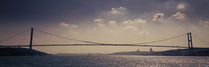 Suspension bridge at sunset