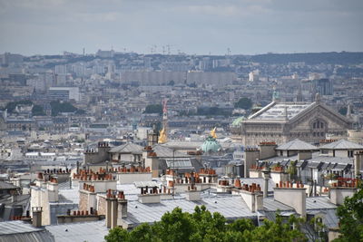 High angle view of buildings in city