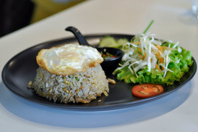 Close-up of food served in plate