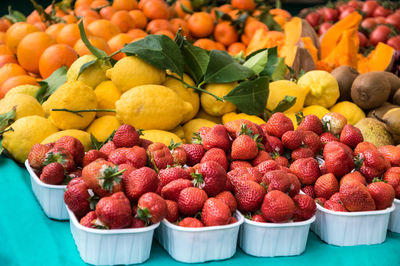 Close-up of fruits for sale at market stall