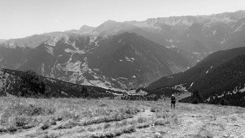 Woman hiking on mountain