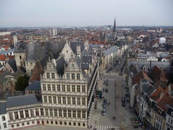 High angle view of buildings in city