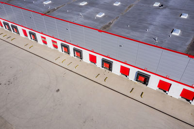 Loading bay, industrial building, logistics - aerial view