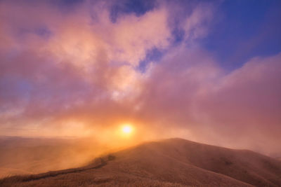 Scenic view of landscape against sky during sunset