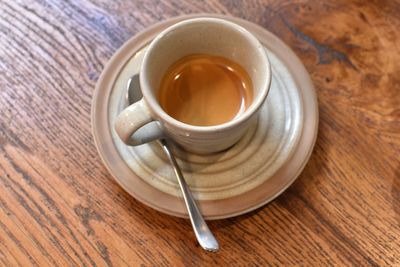 High angle view of tea on table