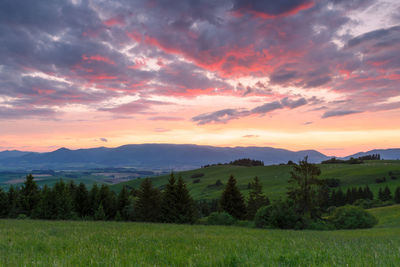 Rural landscape of turiec region at the foothills of velka fatra.