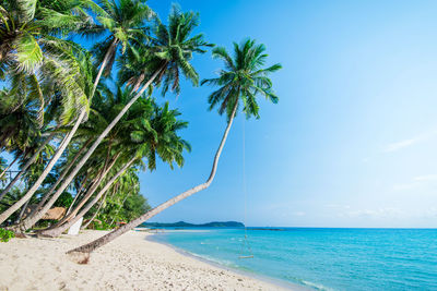 Scenic view of sea against blue sky