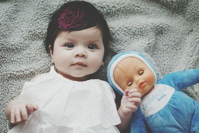 Close-up portrait of cute baby girl