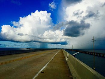 Empty road against cloudy sky