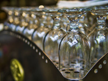 Close-up of glass bottles on table