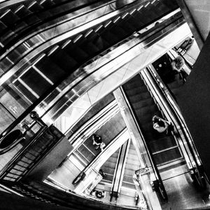 High angle view of escalator in building