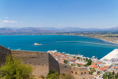 Nafplio, greece, july 17, 2022.nafplio seen from fort palamidi. 