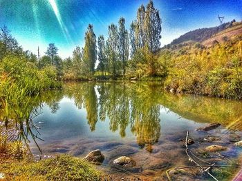 Scenic view of lake against sky