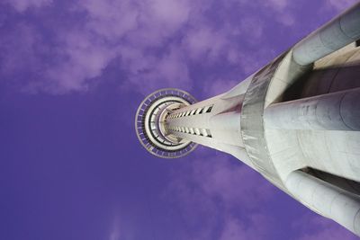 Low angle view of cross against sky