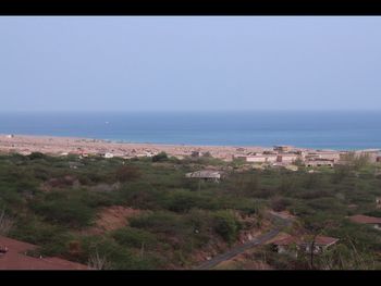 Scenic view of sea against clear sky