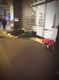 People in front of office building