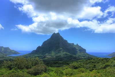 Scenic view of landscape against cloudy sky