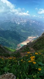 Scenic view of mountains against sky