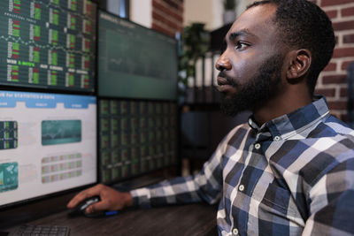 Man looking at computer