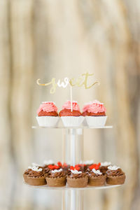 Close-up of cupcakes on table