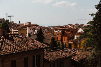 High angle view of townscape against sky
