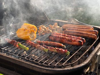 Meat on barbecue grill