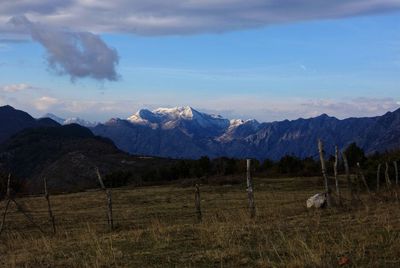 Scenic view of mountains against sky