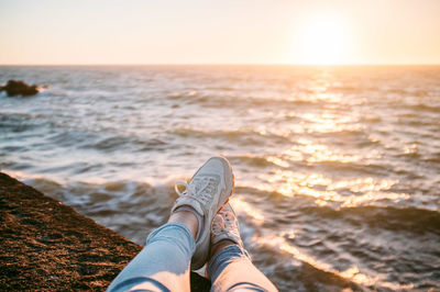 Scenic view of sea during sunset