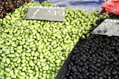 High angle view of food for sale at market stall