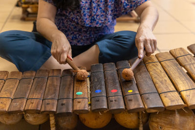 Midsection of man working at construction site