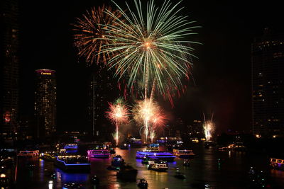 Firework display at night