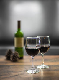 Close-up of wine glass on table