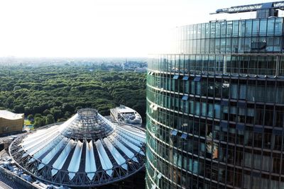 Modern skyscrapers against clear sky