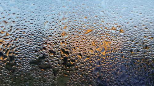 High angle view of window with condensation