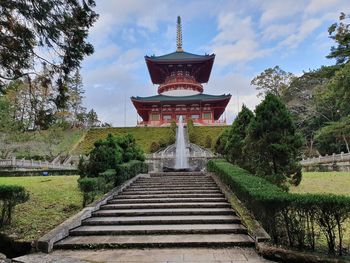 View of temple building against sky