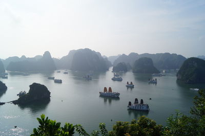 Panoramic view of boats in water