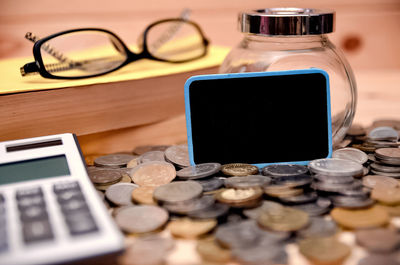 Close-up of smart phone on table