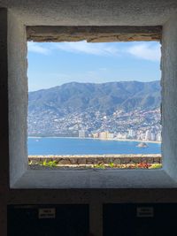 Sea seen through window